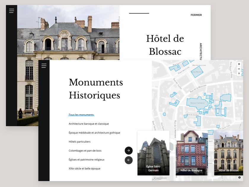 Carte des monuments historiques de Rennes